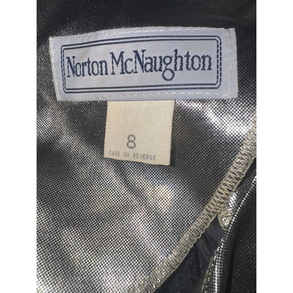 Metallic Silver 2-Piece Set Open Front Duster Jacket & Short Sleeve Top Womens S - Picture 8 of 12